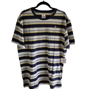 HANG TEN T-Shirt S/S T Multi Stripe Sewn Logo Surf Beach Men's NEW *.